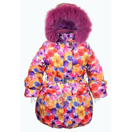 EGORKA, зимнее пальто "Цветы" 104-128