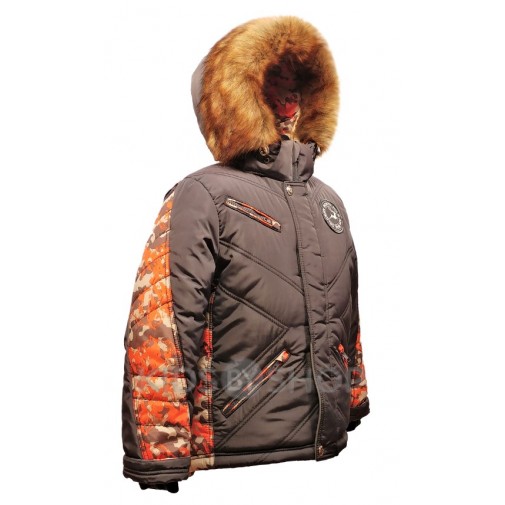 TOMAS, зимняя куртка "Полюс" кофе-оранжевый 128-146