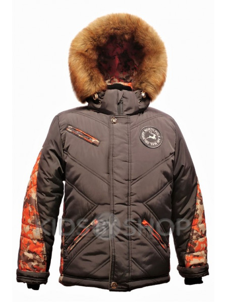 TOMAS, зимняя куртка "Полюс" кофе-оранжевый 128-146